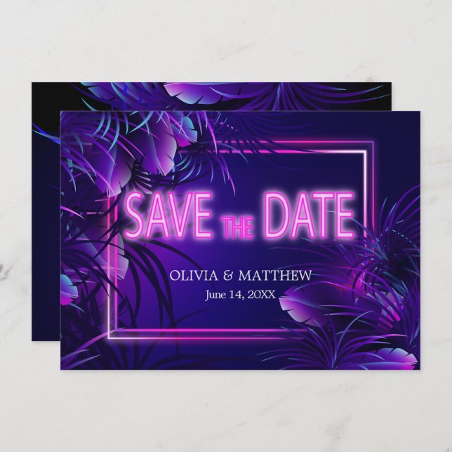 Modern Bold Glow in the Dark SAVE THE DATE  Invitation (Front/Back)