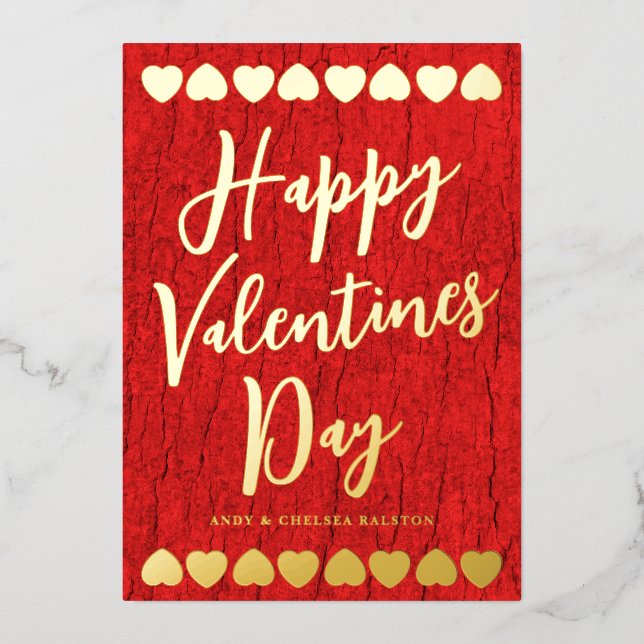 Modern Bold Gold Happy Valentine's Day Photo Card (Front)
