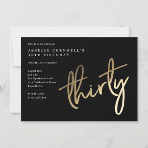 Modern Bold Gold Type 30th Birthday Invitation