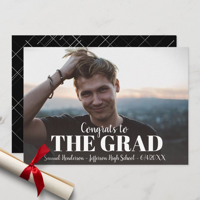 Modern Bold Grad Photo Graduation Party Invite (Creator Uploaded)