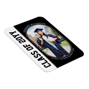 Modern Bold Grad Photo School College Graduation Magnet
