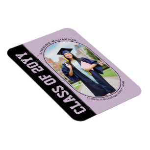 Modern Bold Grad Photo School College Graduation Magnet
