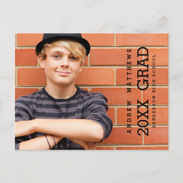Modern Bold Graduation Party Invitation Postcard (Front)