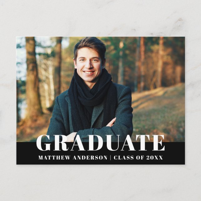 Modern Bold Graduation Party Invitation Postcard (Front)