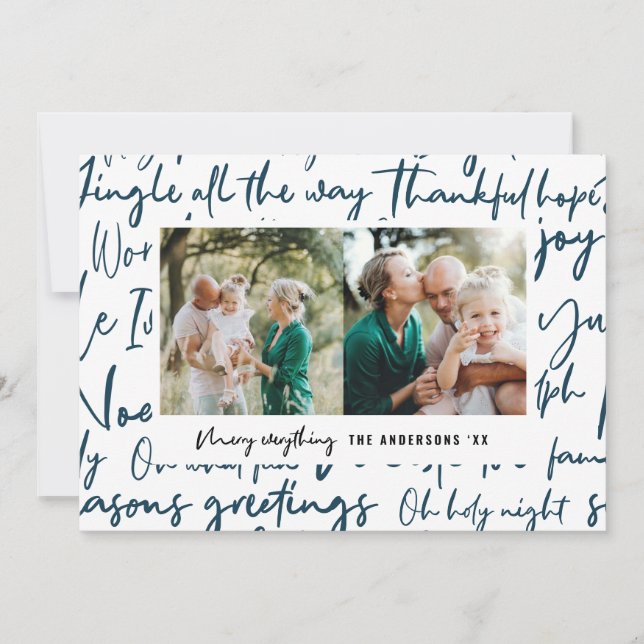 Modern bold graphic christmas photo holiday card (Front)