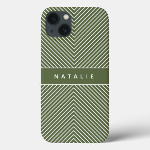 Modern bold, graphic geometric stripe personalised iPhone 13 case