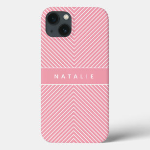Modern bold, graphic geometric stripe personalized iPhone 13 case