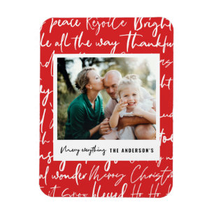 Modern bold graphic typography christmas photo hol magnet