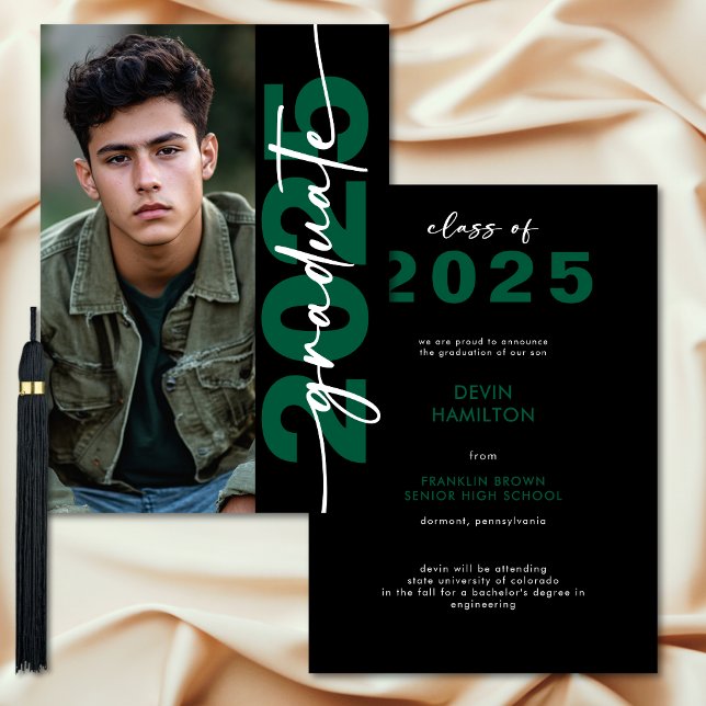 Modern Bold Green Typography Grad Announcement (Modern Bold Green Typography Grad Announcement)