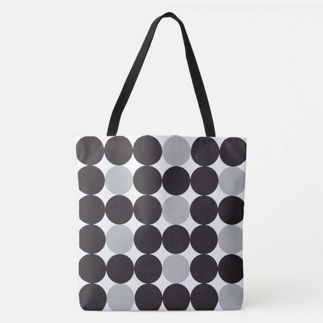 Modern Bold Grey Black Dots Geometric Pattern Tote Bag (Front)