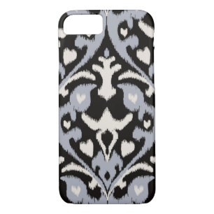 Modern bold grey black ikat tribal pattern iPhone 8/7 case