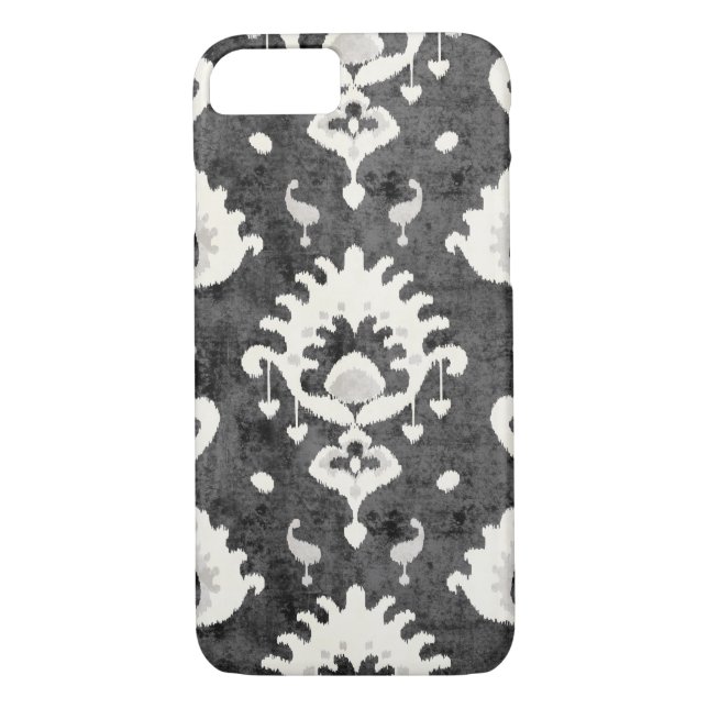 Modern bold grey black ikat tribal pattern Case-Mate iPhone case (Back)