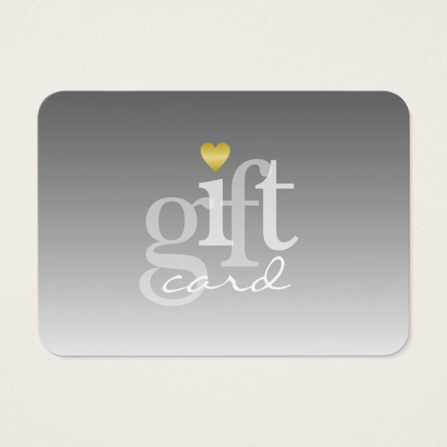 Modern Bold Grey Ombre Gold Heart Gift Heart (Front)
