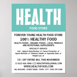 Modern Bold, Health Food Store Advertising Poster