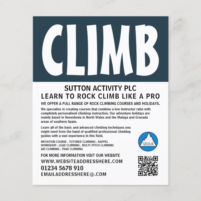 Modern Bold, Hiking & Climbing Advert Flyer (Front)