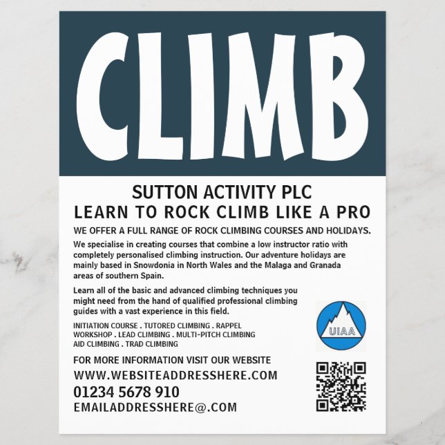 Modern Bold, Hiking & Climbing Advert Flyer (Front)
