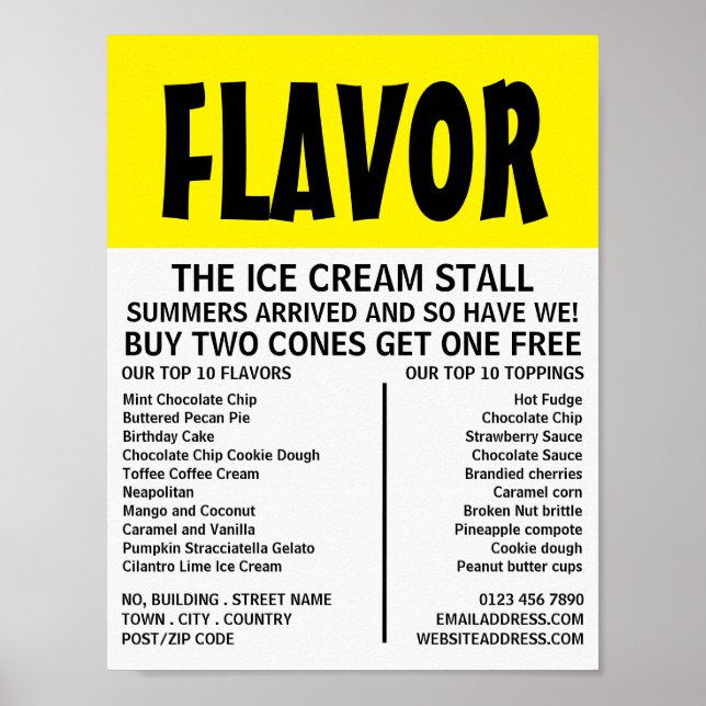 Modern Bold, Ice Cream Parlor Advertising Poster (Front)