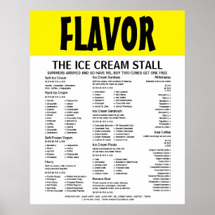 Modern Bold, Ice Cream Parlour Menu Poster