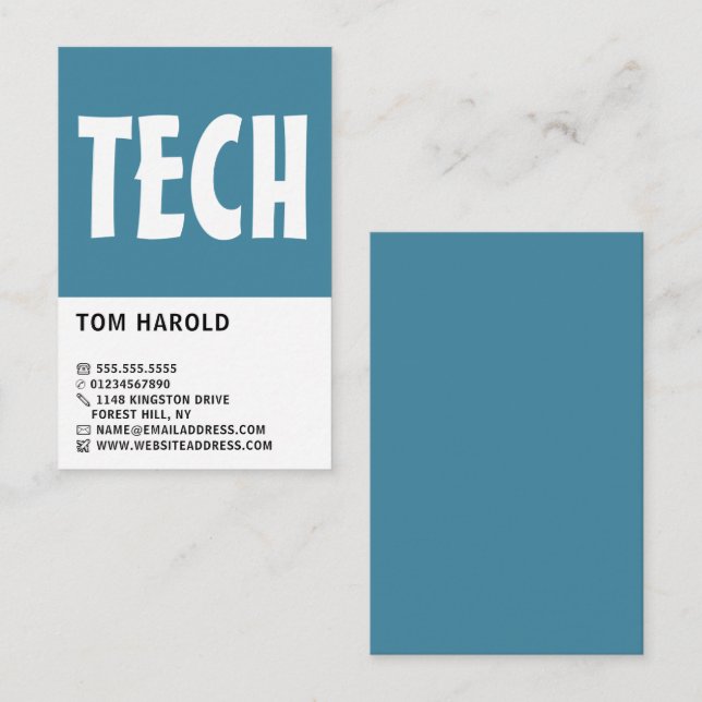 Modern Bold, Information Technology, Computer Business Card (Front/Back)