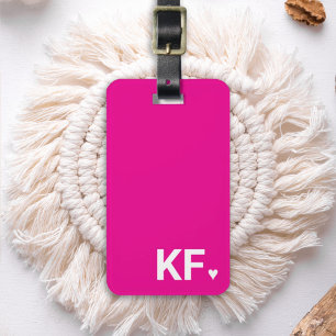 Modern Bold Initial Monogram Heart Personalised Luggage Tag