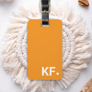 Modern Bold Initial Monogram Heart Personalised Luggage Tag