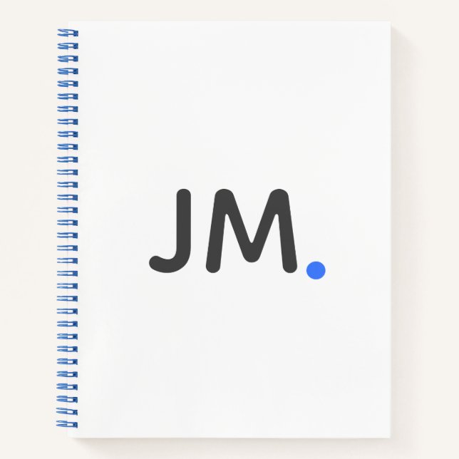 Modern Bold Initials | Striking Statement Fun Blue Notebook (Front)