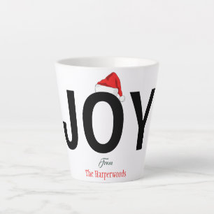 Modern Bold JOY Simple Elegant Christmas Family Latte Mug