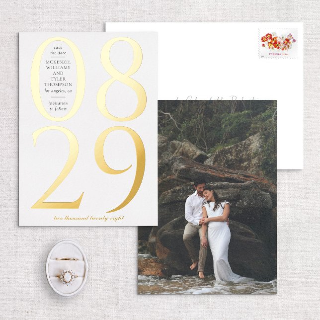 Modern Bold Large Date on White Save The Date (Creator Uploaded)