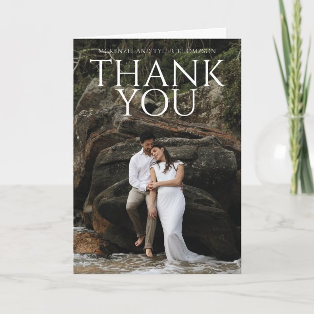 Modern Bold Large Text Folded Thank You Card (Front)