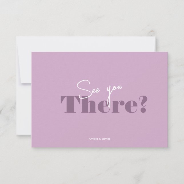 Modern bold Lavender & lilac Minimalist Wedding RSVP Card (Front)