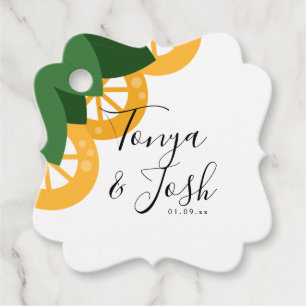 Modern Bold Lemon Slices Wedding Favour Tags