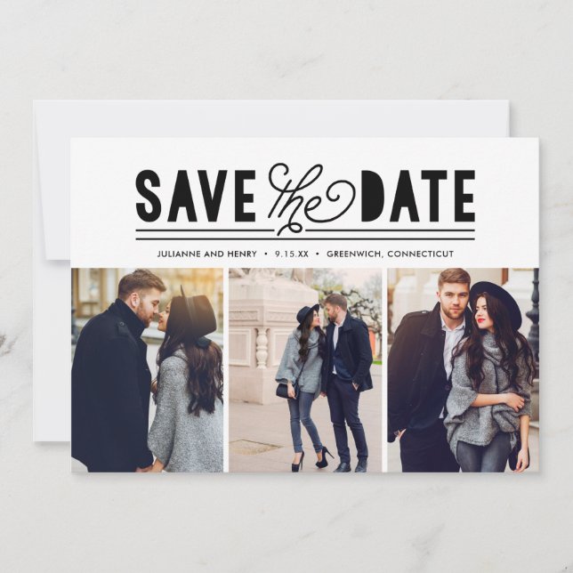 Modern Bold Love Save The Date Photo Collage (Front)