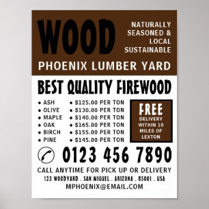 Modern Bold, Lumber/Timber/Wood Yard Advertising Poster