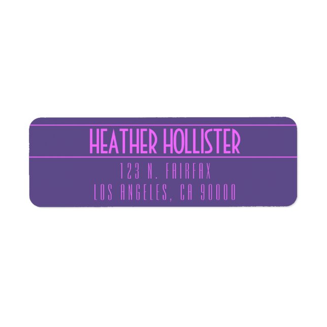 Modern Bold Magenta & Ultra Violet Return Address Label (Front)