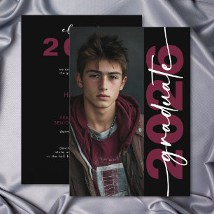 Modern Bold Maroon Typography Grad Announcement