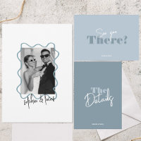 modern bold Minimal Dusty Blue Wavy Wedding