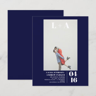 Modern bold minimalist navy photo budget wedding