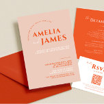 Modern Bold Minimalist orange and Pink Wedding Invitation<br><div class="desc">Bold orange and Pink  Wedding Invitation,  Modern orange and Pink  Wedding Invite,  orange and Pink Wedding Invitation,   bold Wedding Invitation.</div>