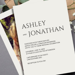 Modern Bold & Minimalist Photo Wedding Invitation