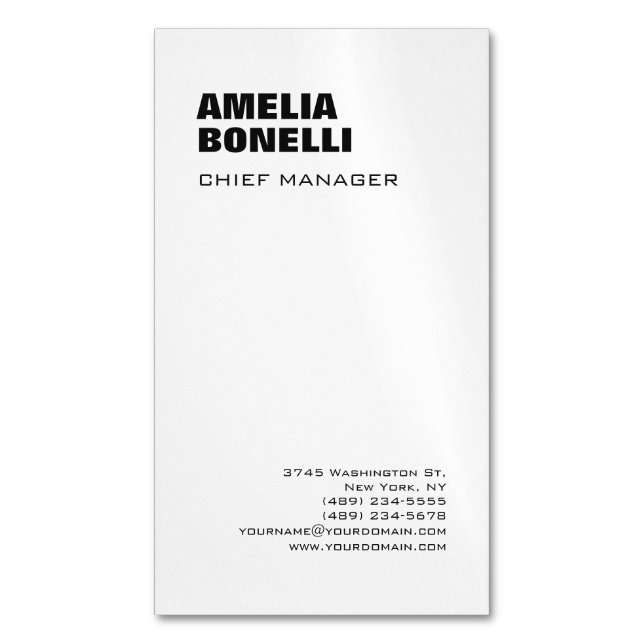 Modern Bold Minimalist Professional  Magnetic Business Card (Front Vertical)