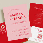 Modern Bold Minimalist Red and Pink Wedding Invitation<br><div class="desc">Bold Red & Pink  Wedding Invitation,  Modern Red & Pink  Wedding Invite,  Red & Pink  Wedding Invitation,   bold Wedding Invitation.</div>