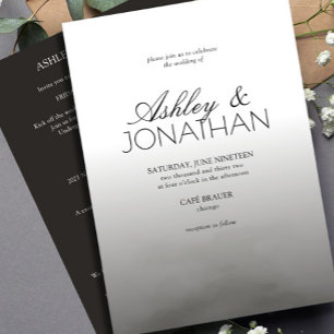 Modern Bold & Minimalist Wedding Black All-in-One Invitation