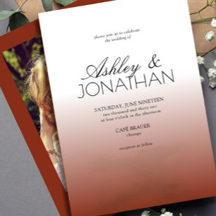 Modern Bold & Minimalist Wedding Crimson Red Photo Invitation