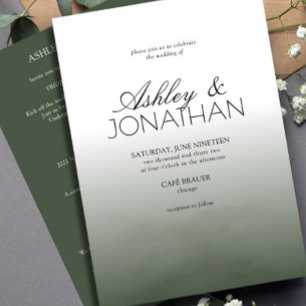 Modern Bold & Minimalist Wedding Green All-in-One Invitation