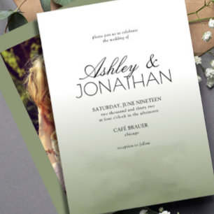 Modern Bold & Minimalist Wedding Sage Photo Invitation