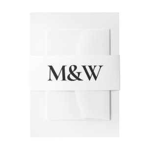 Modern Bold Monogram Black and White Wedding  Invitation Belly Band