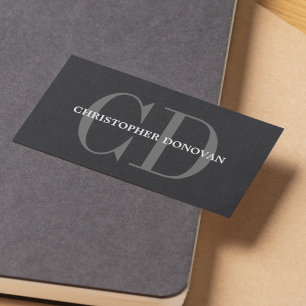 Modern Bold Monogram Consultant Black Paper Business Card