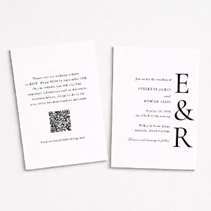 Modern Bold Monogram Minimalist QR Code Wedding Invitation