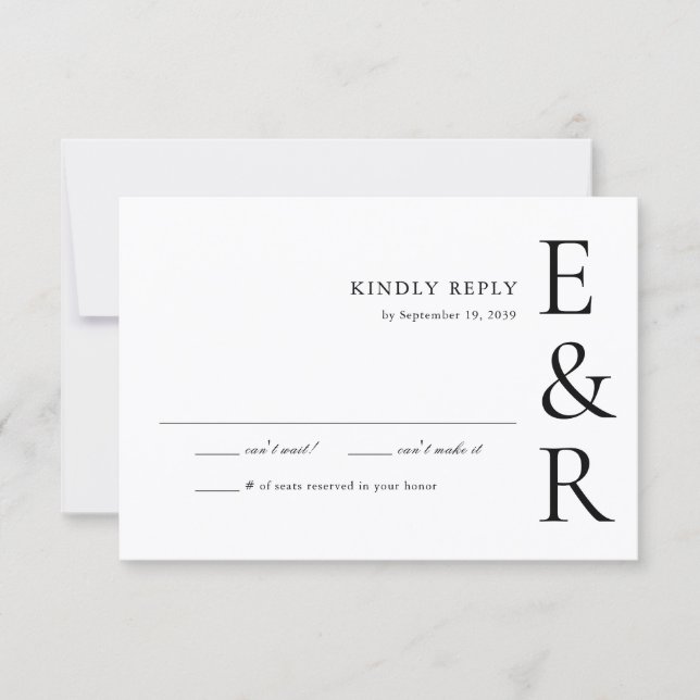 Modern Bold Monogram Minimalist Wedding RSVP Card (Front)