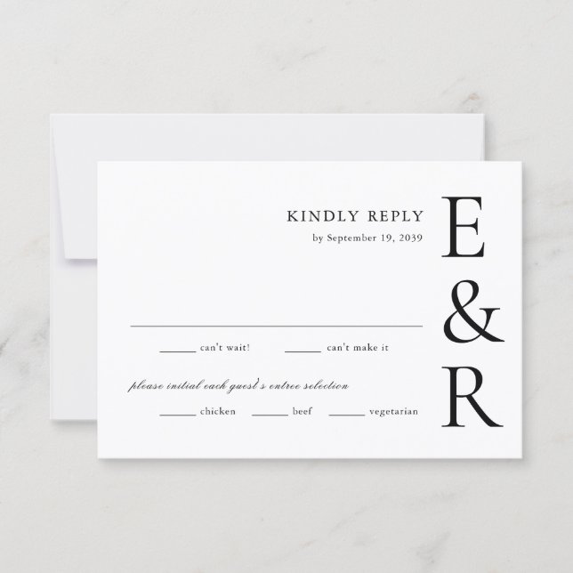 Modern Bold Monogram Minimalist Wedding RSVP Card (Front)